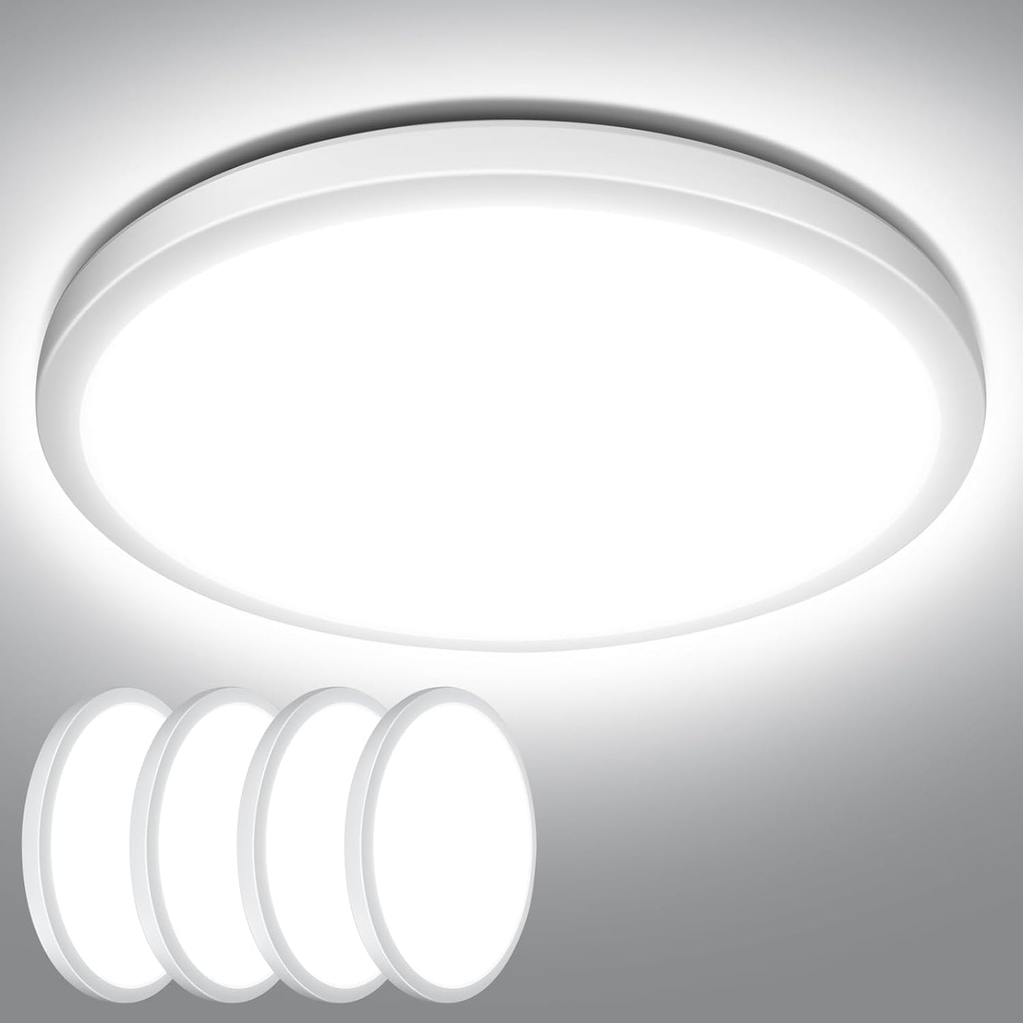 Lepro Deckenlampe 18W, IP44 Wasserfest Deckenleuchte，5000K 1800LM Badezimmer Lampe, Kaltweiß Deckenleuchte Badezimmer, ideal Badezimmerlampe Decke für Bad Schlafzimmer Flur Wohnzimmer, Ø22cm, 4 Stücke