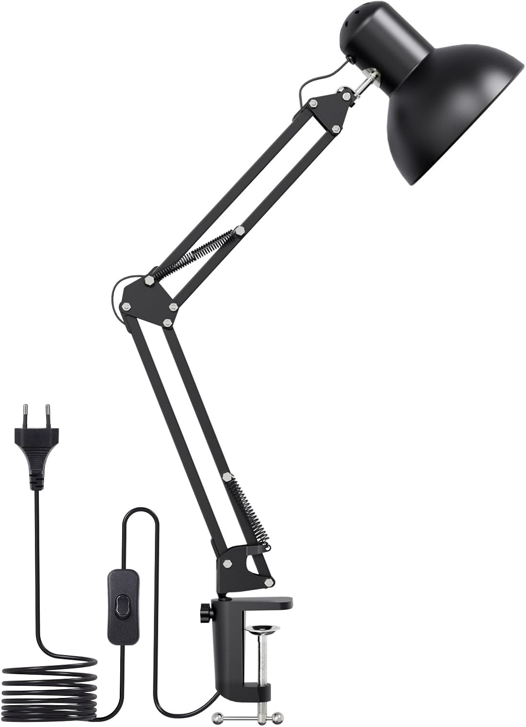 Lepro Schreibtischlampe Retro, Klemmbare Tischlampe E27, LED B¨¹ro Leselampe Nachttischlampe Verstellbare, Gelenk-Arm, schwenkbar, Tageslichtlampe Schreibtisch leuchte, HxBxT: 38 x 15 x 27cm, Schwarz