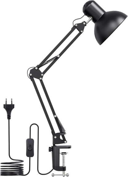 Lepro Schreibtischlampe Retro, Klemmbare Tischlampe E27, LED B¨¹ro Leselampe Nachttischlampe Verstellbare, Gelenk-Arm, schwenkbar, Tageslichtlampe Schreibtisch leuchte, HxBxT: 38 x 15 x 27cm, Schwarz