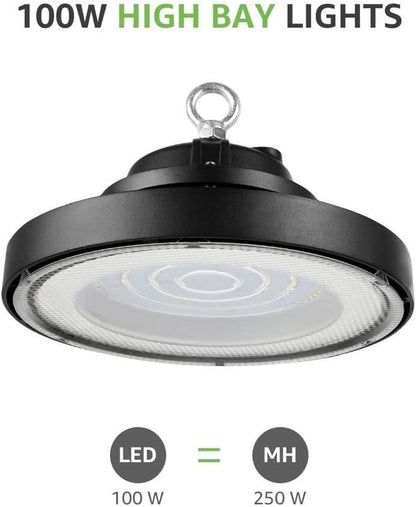 100W LED Hallenstrahler UFO, 140lm/W, IP65 & IK08, 4000K Neutralweiß, Entspricht 250W Halogen, für Lager, Fabrik, Garage, CE- und TÜV-geprüft, 5 Jahre Garantie