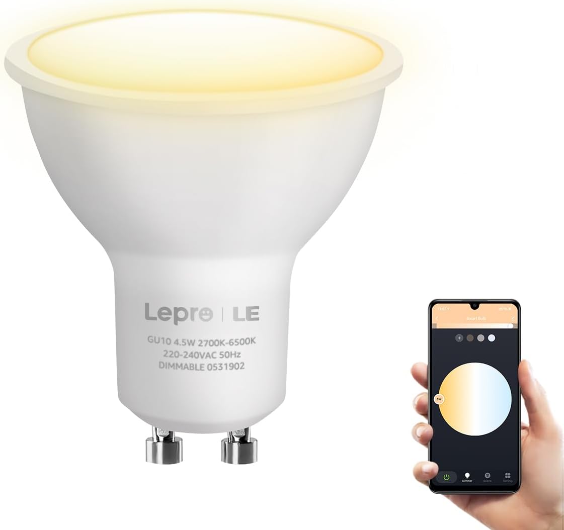 Lepro 4.5W Smart GU10 LED Lampen, Warmweiß und Kaltweiß, Dimmbar LED Leuchtmittel, WLAN LED Birnen, Ersatz für 50W Halogenglühlampe, kompatibel mit Alexa und Google Home, Kein Gateway erforderlich