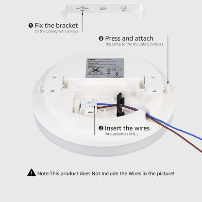 LE Deckenlampe 15W, LED Deckenleuchte IP54 Wasserfest, 3000K 1500LM Badezimmer Lampe, Rund Badlampe Decke, ideal für Bad Schlafzimmer Flur Küche Wohnzimmer Balkon, Warmweiß, Ø22cm