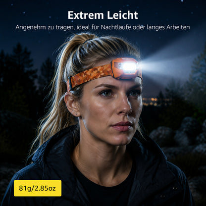 Lepro Stirnlampe LED Wiederaufladbar, USB C Kopflampe mit 5 Modi & Rotlicht [Energieklasse C]