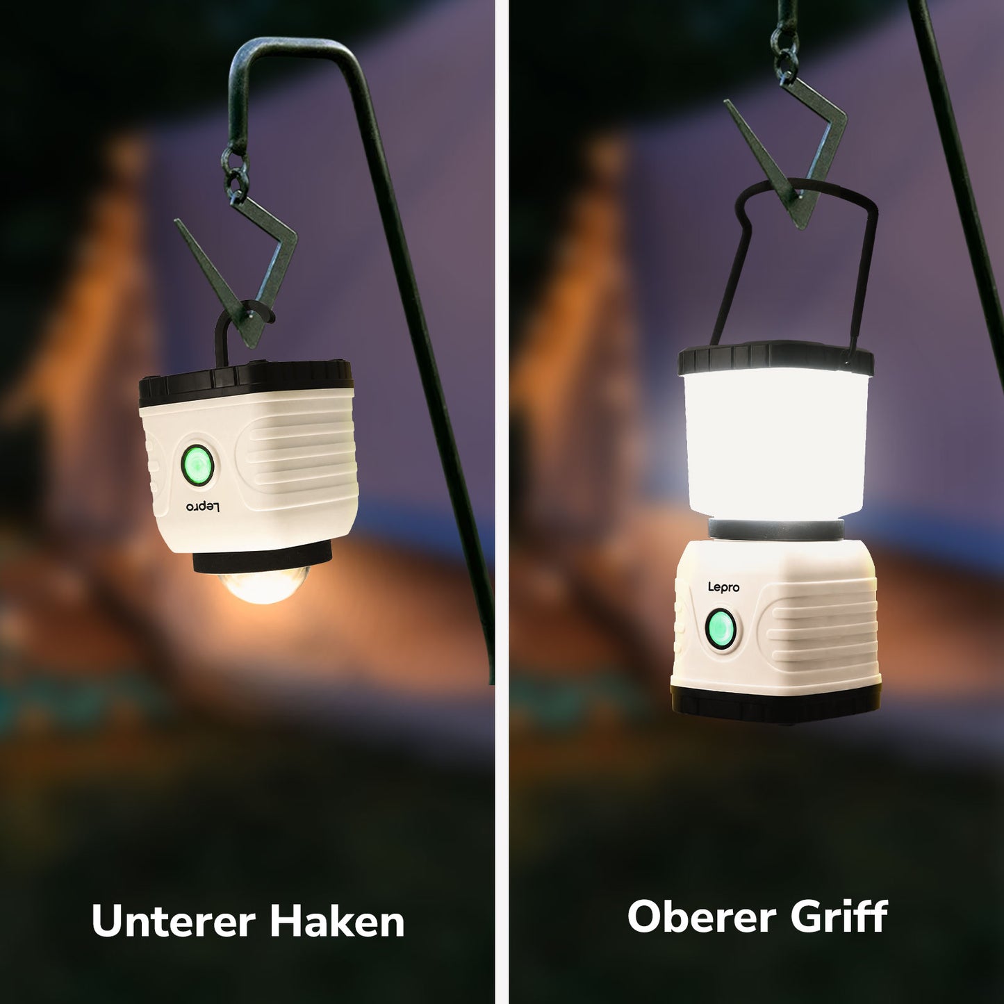 Lepro LED Camping Lampe USB wiederaufladbar, 4 Modi, 1300 Lumen, Weiß | Campinglampe mit 3600 mAh Powerbank IPX4,USB-Kabel im Lieferumfang enthalten,für Hurrikan-Notfälle,Wandern,Zuhause und mehr [Energieklasse A]