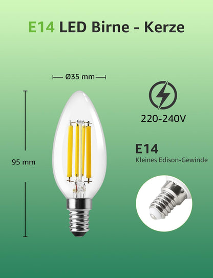 Lepro Energieklasse A E14 LED warmweiss Lampe 2.2W 470 Lumen C35 2700K Warmwei? LED Gl¨¹hbirne, entspricht 40W Gl¨¹hlampe, 300¡ã Abstrahlwinkel Nicht Dimmbar Energiesparlampe, 4er-Pack