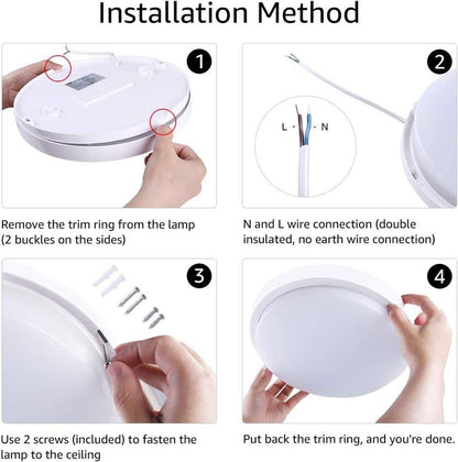 Lepro 24W LED Deckenlampe, LED Deckenleuchte IP54 Wasserfest, 4000K 2200LM Badezimmer Lampe, Rund Badlampe Decke, ideal für Bad Schlafzimmer Flur Küche Wohnzimmer, Neutralweiß, Ø26.5cm