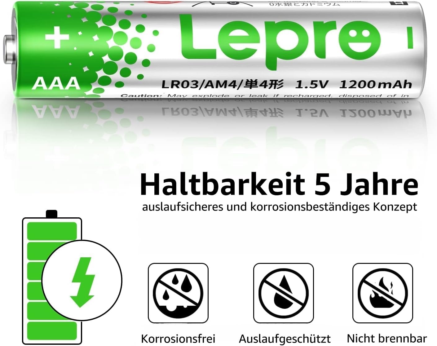 Lepro AAA Batterien, 48 Stück, Alkaline Batterie AAA mit 1.5V - Langlebig, Leistungsstark & Auslaufsicher, Ideal für Fernbedienungen, Spielzeug, Uhren, Taschenlampe UVM