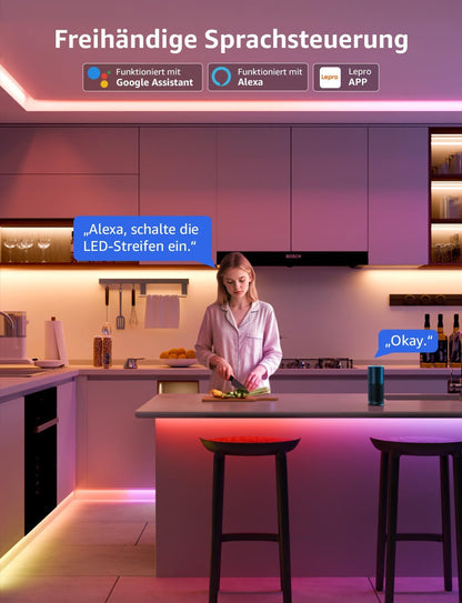Lepro AI LED Streifen S2, 10M RGBCW LED Strip mit echtem Wei?licht, MagicColor RGBIC, Personalisierter KI-Lichtdesigner, Musik-Sync, Kompatibel mit Alexa & Google Assistant f¨¹r Gaming & Ambiente