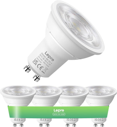 Lepro GU10 LED Neutralweiß 2W Lampe, 4000K, 360 Lumen, 38° Abstrahlwinkel, Nicht dimmbar Reflektorlampe, Energiesparendes GU10 LED Leuchtmittel für Wohnzimmer, Küche, Schlafzimmer, 4 Stück