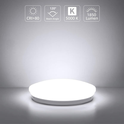 Lepro LED Deckenlampe 18W, LED Deckenleuchte IP20 Wasserfest, 3000K 1850LM Badezimmer Lampe, Rund Badlampe Decke, ideal für Bad Schlafzimmer Flur Küche Wohnzimmer Balkon, Warmweiß, Ø28cm