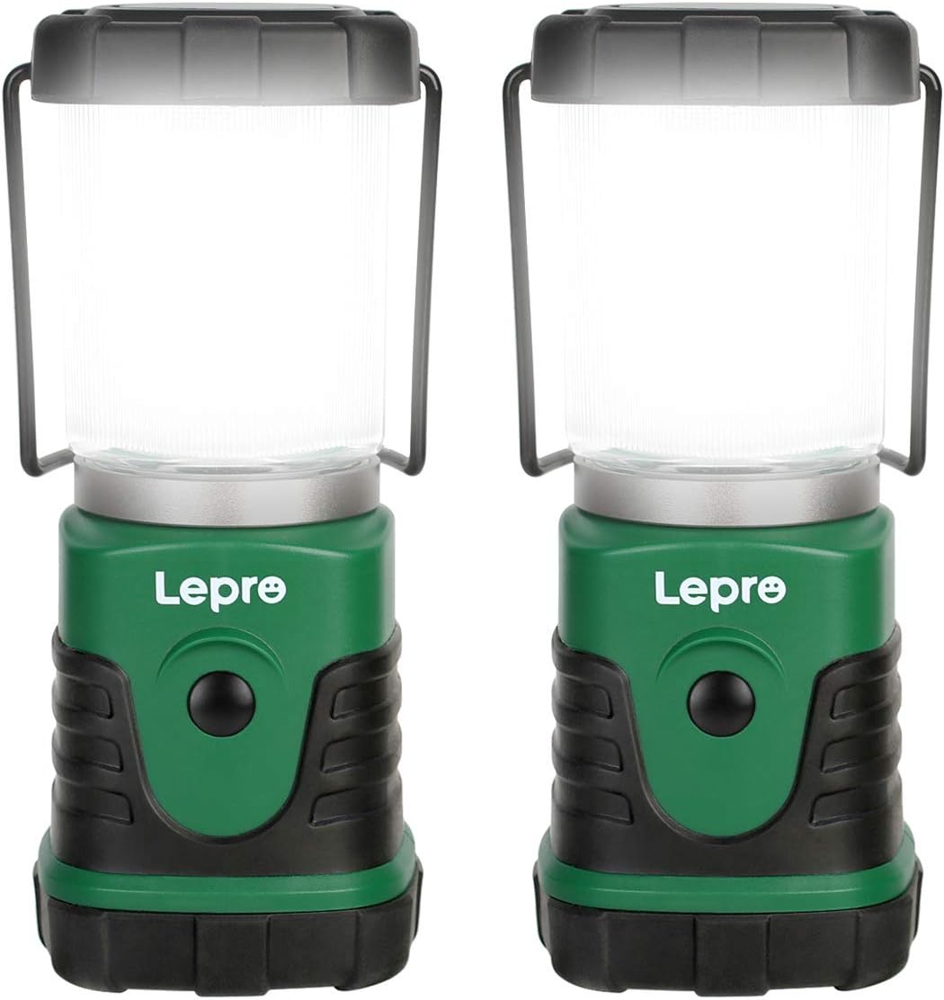 Lepro LED Campinglampe, Mini Camping Laterne, 350LM, 4 Lichtmodi, 3 AA Batterie batteriebetriebene Suchscheinwerfer Camping Lampen mit Bügel & Haken, Batterie nicht enthalten