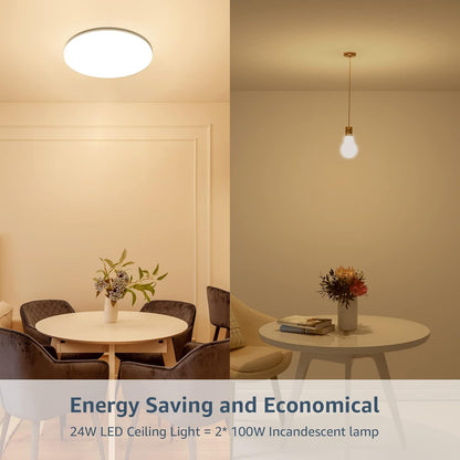 Lepro 24W Deckenlampe Ø28cm, IP54 Wasserfest Badezimmer Deckenlampe, 3000K LED Deckenleuchte 2400lm für Badezimmer Schlafzimmer Kinderzimmer Wohnzimmer Balkon Flur Küche, Warmweiß LED Lampen