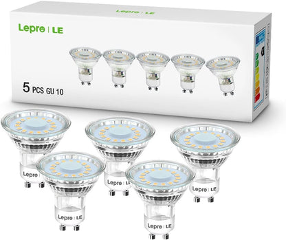 Lepro GU10 LED Warmweiss Lampe, 4W Ersetzt 50W Glühbirne, 325 Lumen 2700K Warmweiß LED Leuchtmittle, Abstrahlwinkel 100° Flimmerfrei Strahler, Nicht Dimmbar Reflektorlampen, 5er-Pack
