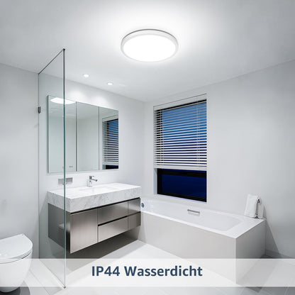 Lepro Deckenlampe 18W, IP44 Wasserfest Deckenleuchte，5000K 1800LM Badezimmer Lampe, Kaltweiß Deckenleuchte Badezimmer, ideal Badezimmerlampe Decke für Bad Schlafzimmer Flur Wohnzimmer, Ø22cm, 2 Stücke