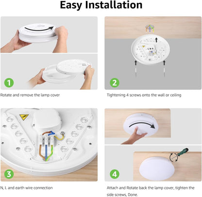 Lepro Deckenlampe 18W, LED Deckenleuchte Bad 1200LM Ø28cm 5000K für Badezimmer Flur Küche Wohnzimmer Schlafzimmer Balkon Licht, Rund Kaltweiß Badezimmerlampe, LED Panel Flach Lampe, IP20 Badlampe