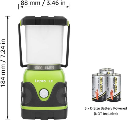 LE LED Campinglampe, Ultra Hell 1000 Lumen, 4 LeuchtmodiI Dimmbar Suchscheinwerfer, Batteriebetrieben Notfallleuchte für Stromausfällen, Wandern, Notfall, Ausfälle und so weiter, 1 Stück