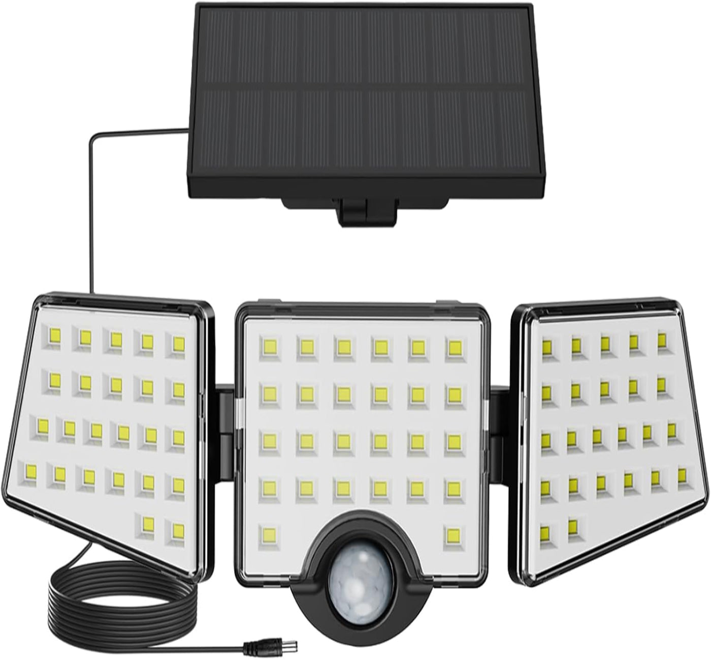 Lepro Solarlampe für Außen mit Bewegungsmelder, 3 Verstellbarer Kopf 1200LM 72 LED Solar Aussenleuchte, Solar Außenleuchte IP65 Wasserdicht, Wandleuchte 270 ° Winkel 360 Drehbar für Garten, Balkon