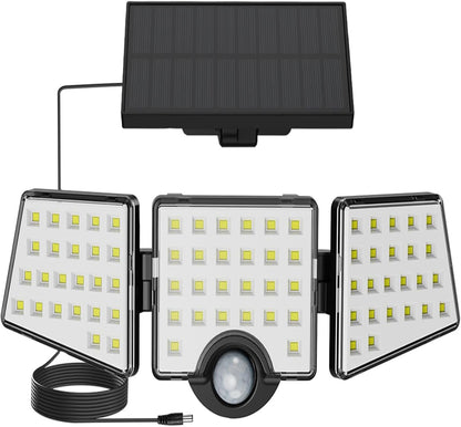 Lepro Solarlampe für Außen mit Bewegungsmelder, 3 Verstellbarer Kopf 1200LM 72 LED Solar Aussenleuchte, Solar Außenleuchte IP65 Wasserdicht, Wandleuchte 270 ° Winkel 360 Drehbar für Garten, Balkon