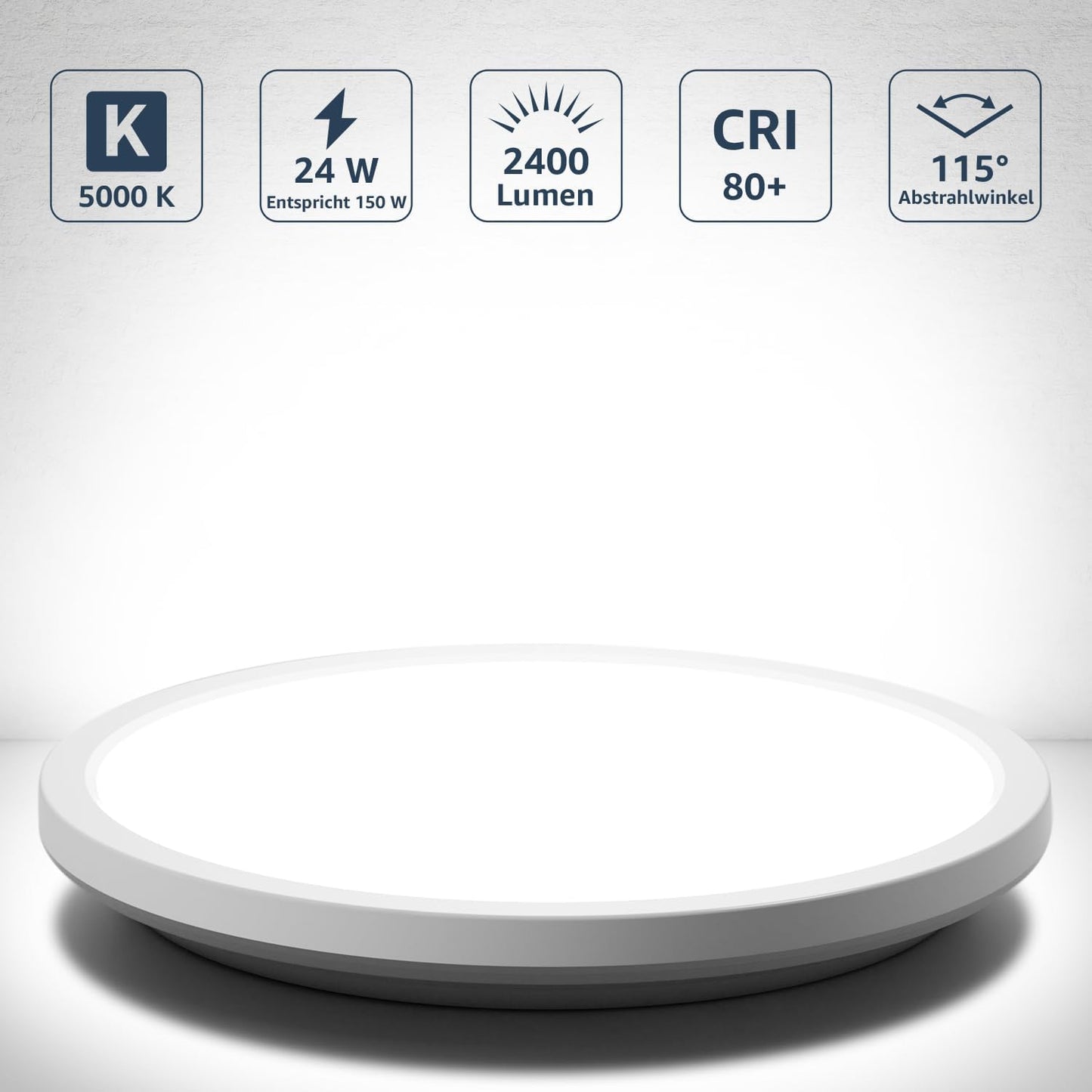 Lepro Deckenlampe 24W, IP44 Wasserfest Deckenleuchte，5000K 2400LM Badezimmer Lampe, Kaltweiß Deckenleuchte Badezimmer, ideal Badezimmerlampe Decke für Bad Schlafzimmer Flur Küche Wohnzimmer, Ø29.3cm