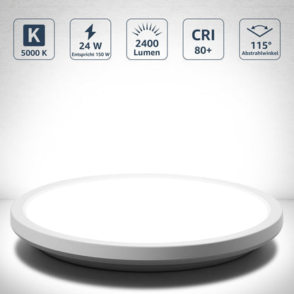 Lepro Deckenlampe 24W, IP44 Wasserfest Deckenleuchte，3000K 2400LM Badezimmer Lampe, Warmweiß Deckenleuchte Badezimmer, ideal Badezimmerlampe Decke für Bad Schlafzimmer Flur Küche Wohnzimmer, Ø29.3cm