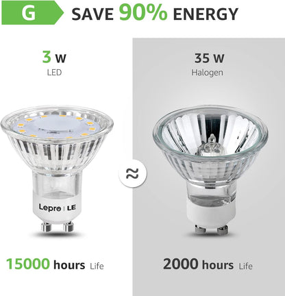 Lepro GU10 LED Lampe, 3W 250 Lumen LED Leuchtmittel, 2700 Kelvin Warmweiß ersetzt 35W Halogenlampen, 100 Grad Abstrahlwinkel, 10er Pack