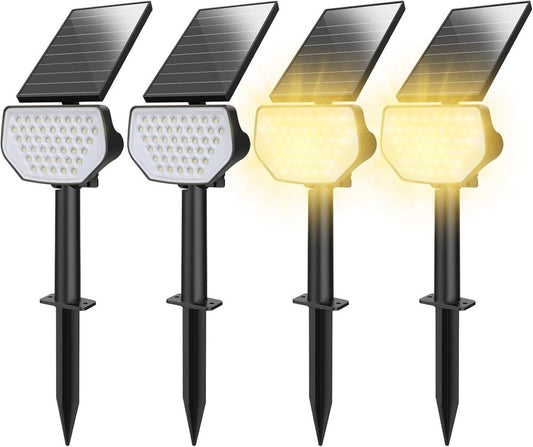 Lepro Solarlampen für Außen Garten, IP65 Solarleuchten mit Drehbaren Solar Panel, 2-in-1 Solar Strahler Außen mit 2 Beleuchtungsmodi, Solar Wegeleuchten für Gärten, Eingang, Garage, 4 Stück Warmweiß