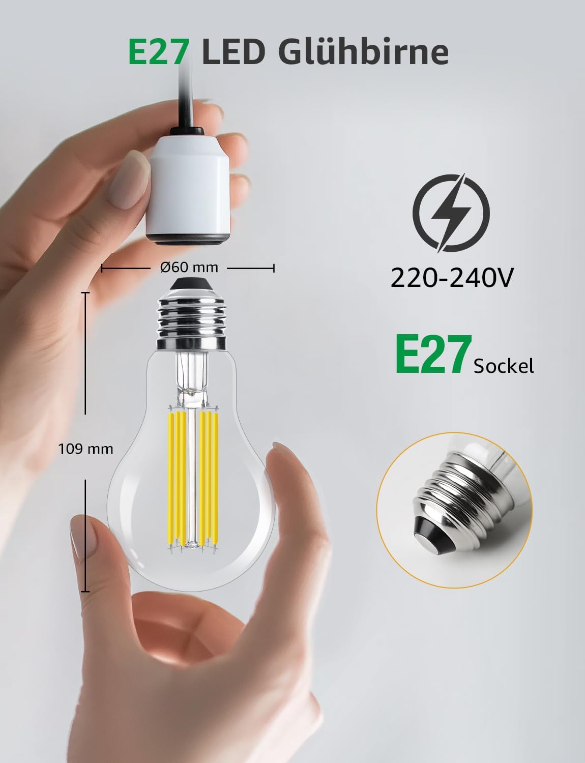 Lepro Energieklasse A E27 LED Warmweiss, 7.2W 1521 Lumen Glühbirne E27, Nicht Dimmbar, A60 Led Birne, 2700 Kelvin Warmweiß, 300° Abstrahlwinkel Energiesparlampe, ersetzt 100W Leuchtmittel, 2 Stück