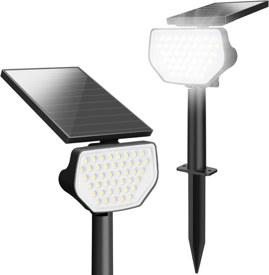 Lepro Solarlampen für Außen Garten, IP65 Solar Gartenleuchten mit Drehbaren Solar Panel, 2-in-1 Solarleuchten mit 2 Beleuchtungsmodi, 43LED Solar Strahler Wegeleuchten Aussen, 2 Stück, Warmweiß