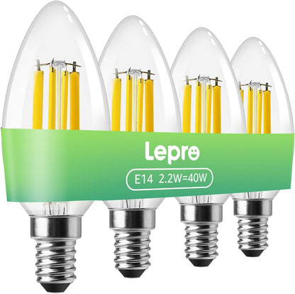 Lepro Energieklasse A E14 LED warmweiss Lampe 2.2W 470 Lumen C35 2700K Warmwei? LED Gl¨¹hbirne, entspricht 40W Gl¨¹hlampe, 300¡ã Abstrahlwinkel Nicht Dimmbar Energiesparlampe, 2er-Pack