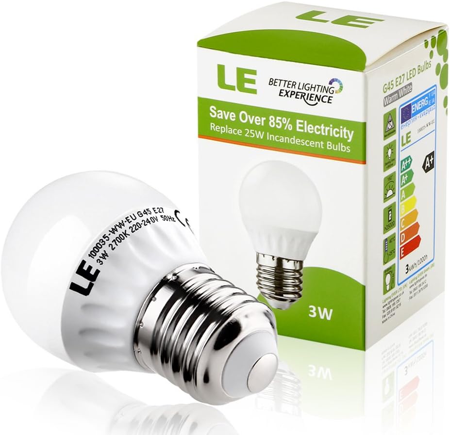 LE E27 LED Lampen, ersetzt 25W Glühbirne, 3W G45 220lm warmweiß 2700K 160° Abstrahlwinkel, LED Birnen, LED Leuchtmittel.