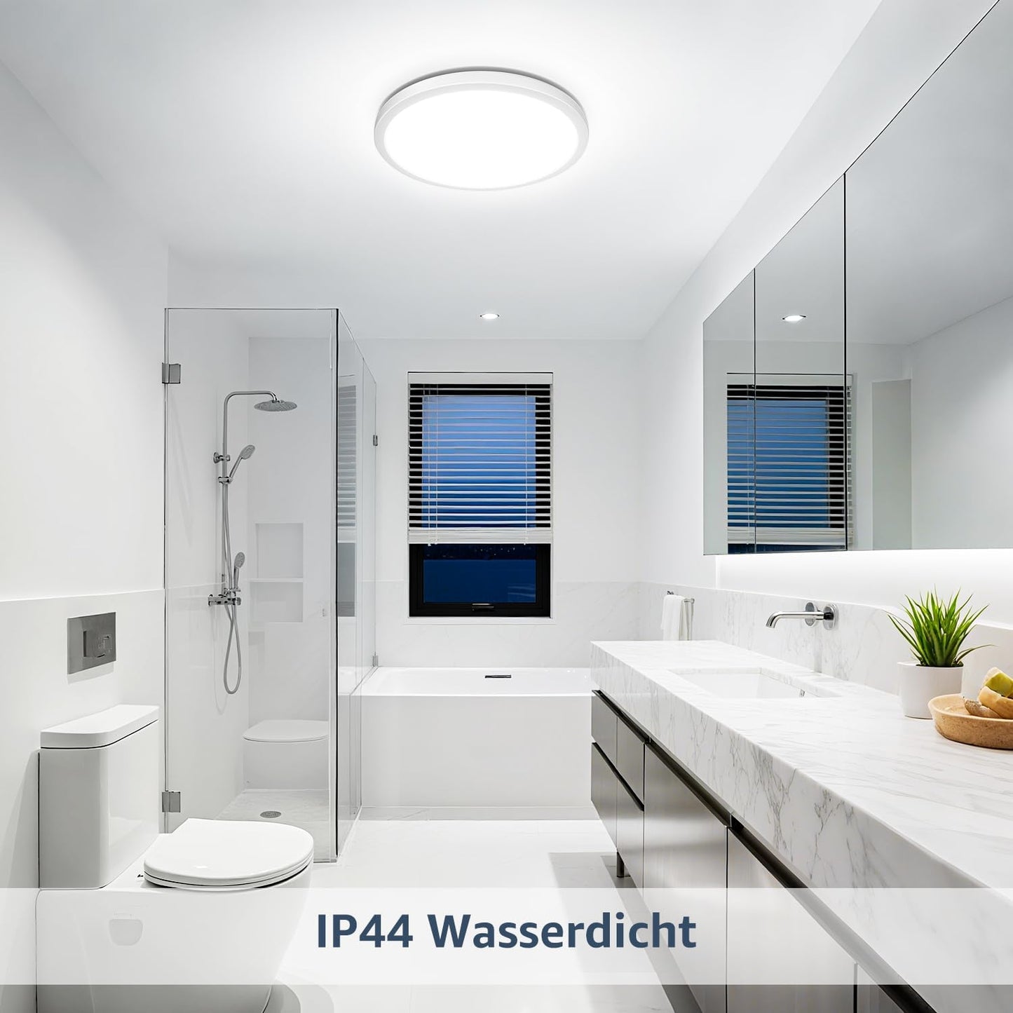 Lepro Deckenlampe 24W, IP44 Wasserfest Deckenleuchte，5000K 2400LM Badezimmer Lampe, Kaltweiß Deckenleuchte Badezimmer, ideal Badezimmerlampe Decke für Bad Schlafzimmer Flur Küche Wohnzimmer, Ø29.3cm