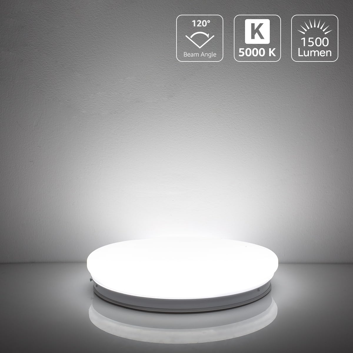 Lepro Deckenlampe 22W, LED Deckenleuchte Bad 1500LM Ø30cm 5000K für Badezimmer Flur Küche Wohnzimmer Schlafzimmer Balkon Licht, Kaltweiß Badezimmerlampe, LED Panel Flach, Rund Lampe, IP20 Badlampe