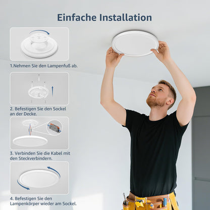 Lepro Deckenlampe 18W, IP44 Wasserfest Deckenleuchte，5000K 1800LM Badezimmer Lampe, Kaltweiß Deckenleuchte Badezimmer, ideal Badezimmerlampe Decke für Bad Schlafzimmer Flur Wohnzimmer, Ø22cm, 4 Stücke