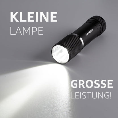 Lepro LED Taschenlampe Klein, Hell Mini Taschenlampe Batteriebetrieben, Robustes Aluminium Geh?use, IPX4 Wasserdicht, Ideal f¨¹r Camping, Notfall, Wandern & Kinder (Inkl. Batterien)