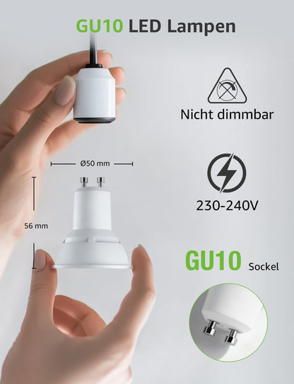 Lepro GU10 LED Kaltwei? 8W Lampe, 800 lm, 6500K Tageslichtwei?, 100¡ã Abstrahlwinkel, Nicht dimmbar, Energiesparendes GU10 LED Leuchtmittel f¨¹r B¨¹ro, Keller, Garage, Flur, Arbeitszimmer, 5 St¨¹ck
