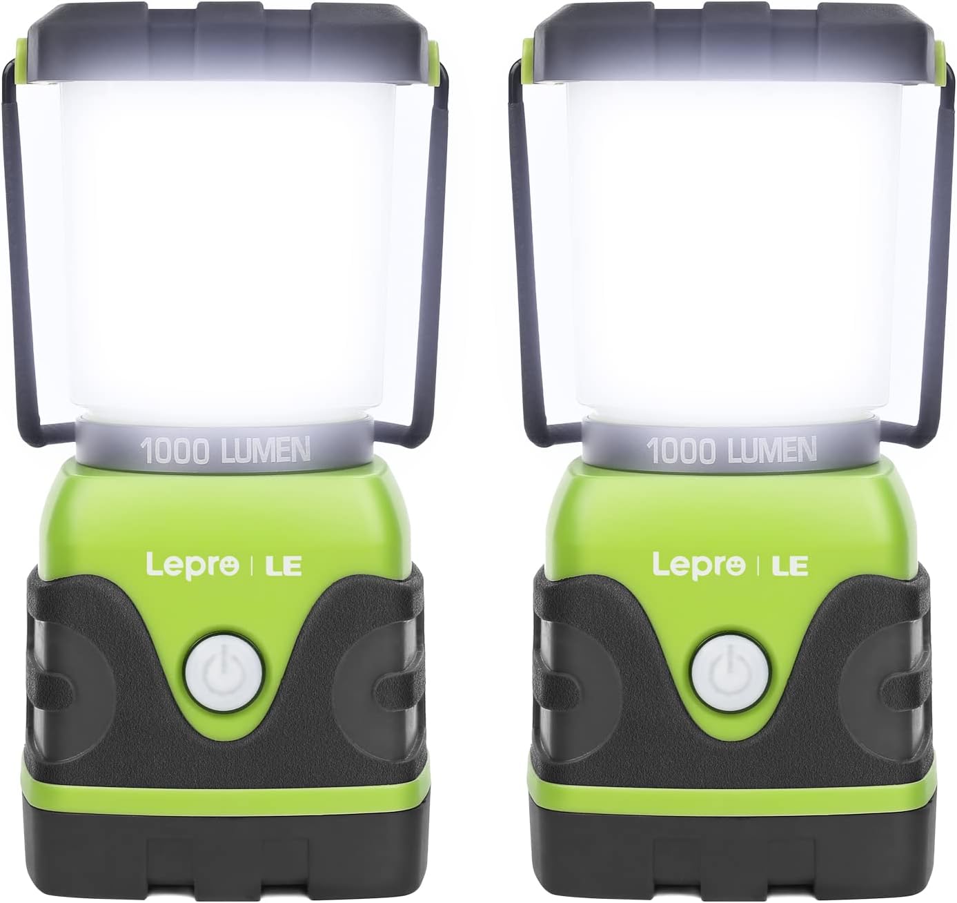 LE LED Campinglampe, Ultra Hell 1000 Lumen, 4 Leuchtmodi Dimmbar Suchscheinwerfer, Batteriebetrieben Notfallleuchte für Stromausfällen, Wandern, Notfall, Ausfälle und so weiter, 2 Stück