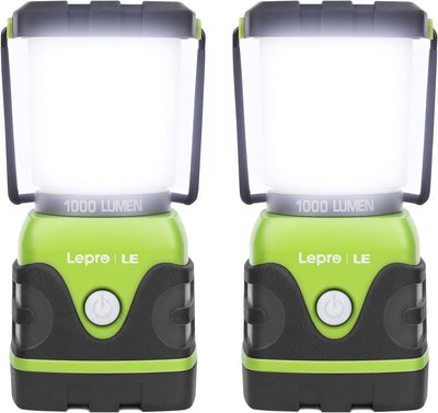 LE LED Campinglampe, Ultra Hell 1000 Lumen, 4 Leuchtmodi Dimmbar Suchscheinwerfer, Batteriebetrieben Notfallleuchte für Stromausfällen, Wandern, Notfall, Ausfälle und so weiter, 2 Stück