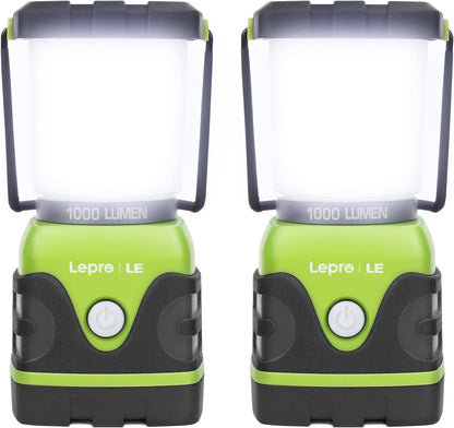 LE LED Campinglampe, Ultra Hell 1000 Lumen, 4 Leuchtmodi Dimmbar Suchscheinwerfer, Batteriebetrieben Notfallleuchte für Stromausfällen, Wandern, Notfall, Ausfälle und so weiter, 2 Stück