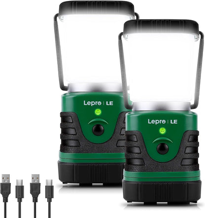 LE LED Campinglampe Tragbar, Superhell wiederaufladbare Suchscheinwerfer mit Bügel und Haken, 4 Helligkeiten Dimmbar, Notfallleuchte für Stromausfällen, Wandern, Notfall, Ausfälle usw. 2 Stück