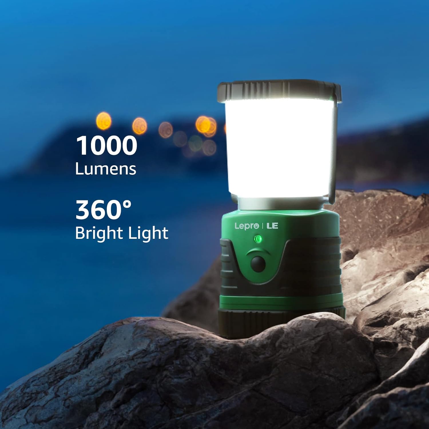 LE LED Campinglampe Tragbar, Superhell wiederaufladbare Suchscheinwerfer mit Bügel und Haken, 4 Helligkeiten Dimmbar, Notfallleuchte für Stromausfällen, Wandern, Notfall, Ausfälle usw. 2 Stück