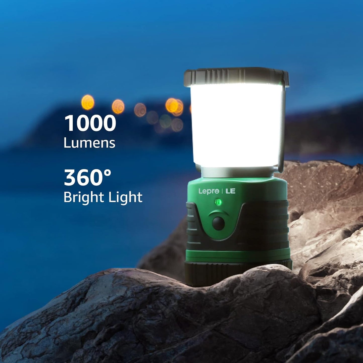 LE LED Campinglampe Tragbar, Superhell wiederaufladbare Suchscheinwerfer mit Bügel und Haken, 4 Helligkeiten Dimmbar, Notfallleuchte für Stromausfällen, Wandern, Notfall, Ausfälle usw, 1 Stück
