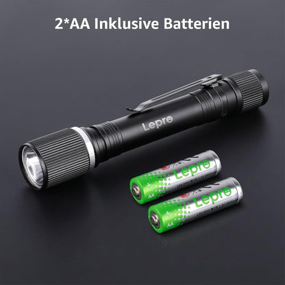Lepro LED Taschenlampe Klein, Helle Stiftlampe mit Clip, 3 Modi Handlampe, IPX4 Wasserdicht, Robustes Aluminiumgeh?use f¨¹r Camping, Werkstatt, Wandern & Notf?lle, 2x AA Batterien Inklusive