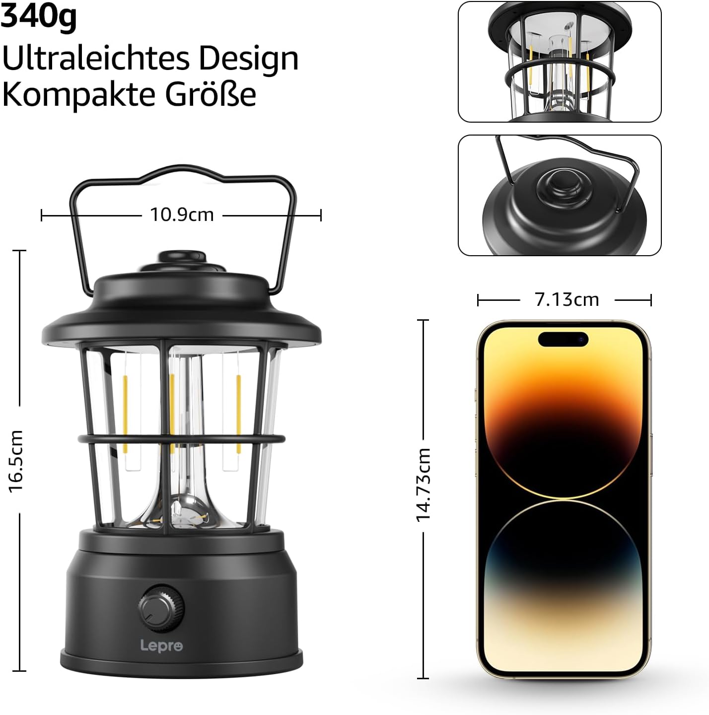 Lepro USB LED Campinglampe£¬Black