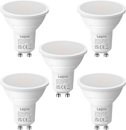 Lepro GU10 LED, 2700K warmweiß ersetzt 32W Halogenlampen, 4W 345lm LED Leuchtmittle, 100° Strahlwinkel Reflektorlampen, 5 Stück