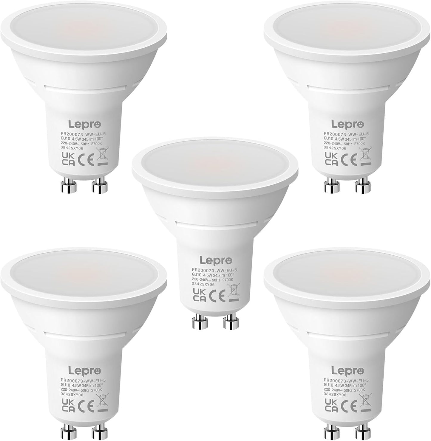 Lepro GU10 LED, 4W 345lm LED Leuchtmittle, 2700K warmweiß Lampen ersetzt 32W Halogenlampen, 100° Strahlwinkel Reflektorlampen, 5 Stück