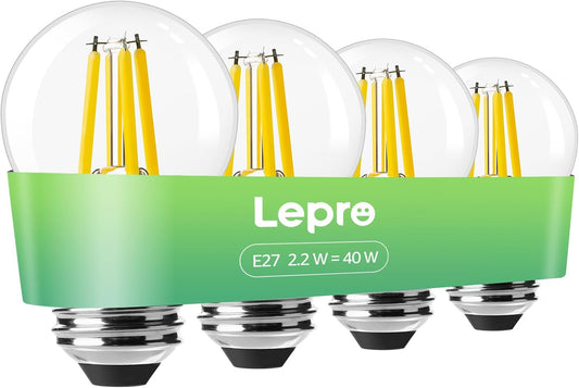 Lepro Energieklasse A E27 LED Warmweiss, 2.2W 470 Lumen Glühbirne E27, Nicht Dimmbar, G45 Led Birne, 2700 Kelvin Warmweiß, 300° Abstrahlwinkel Energiesparlampe, ersetzt 40W Leuchtmittel, 4 Stück