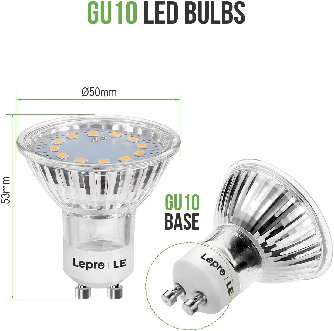 Lepro GU10 LED Lampe, 3W 250 Lumen LED Leuchtmittel, 2700 Kelvin Warmweiß, 100 Grad Abstrahlwinkel, 5er Pack