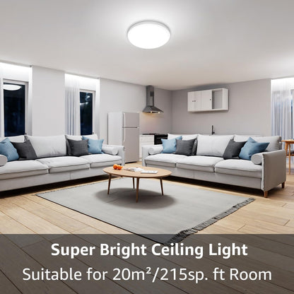 Lepro 24W LED Deckenlampe, LED Deckenleuchte IP54 Wasserfest, 6000K 2200LM Badezimmer Lampe, Rund Badlampe Decke, ideal für Bad Schlafzimmer Flur Küche Wohnzimmer, Kaltweiß, Ø26.5cm