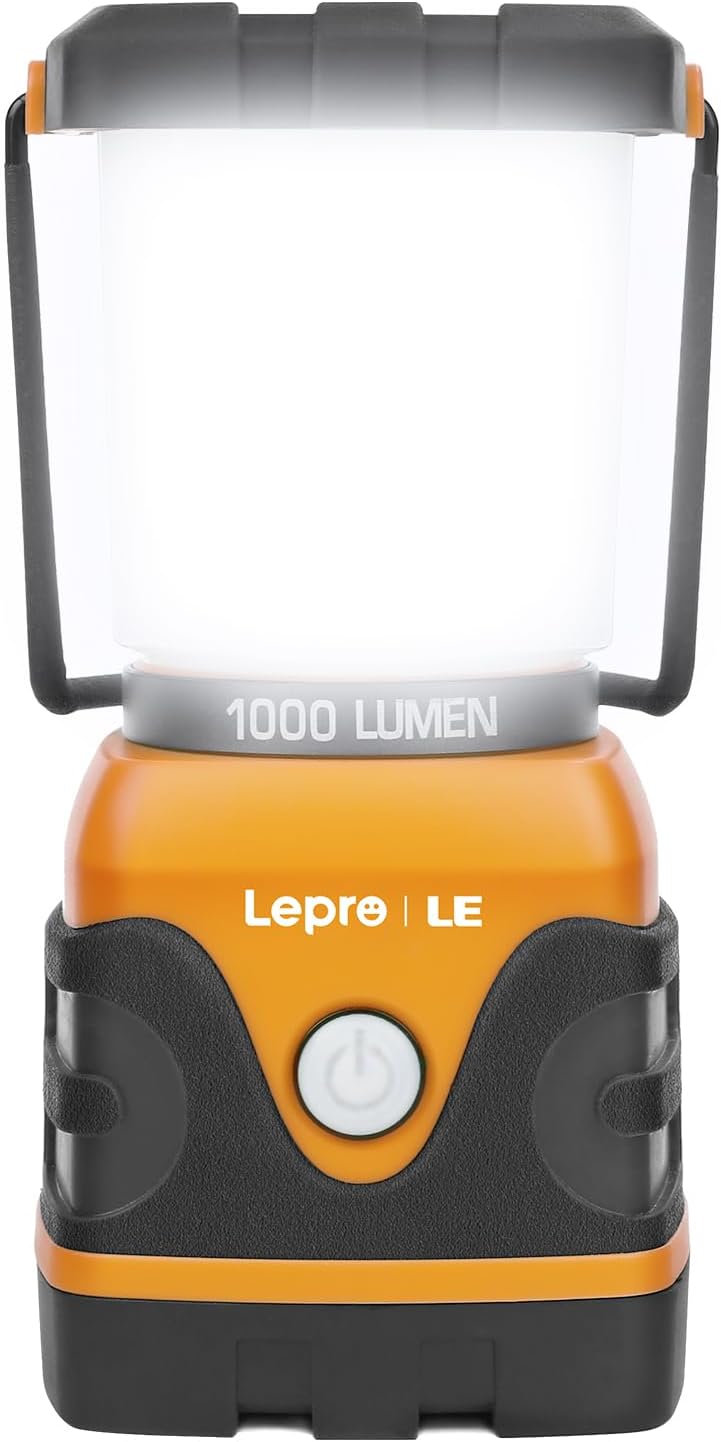 LE LED Campinglampe, Ultra Hell 1000 Lumen, 4 LeuchtmodiI Dimmbar Suchscheinwerfer, Batteriebetrieben Notfallleuchte f¨¹r Stromausf?llen, Wandern, Notfall, Ausf?lle und so weiter, 1 St¨¹ck, Orange