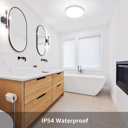 Lepro 24W LED Deckenlampe, LED Deckenleuchte IP54 Wasserfest, 6000K 2200LM Badezimmer Lampe, Rund Badlampe Decke, ideal für Bad Schlafzimmer Flur Küche Wohnzimmer, Kaltweiß, Ø26.5cm